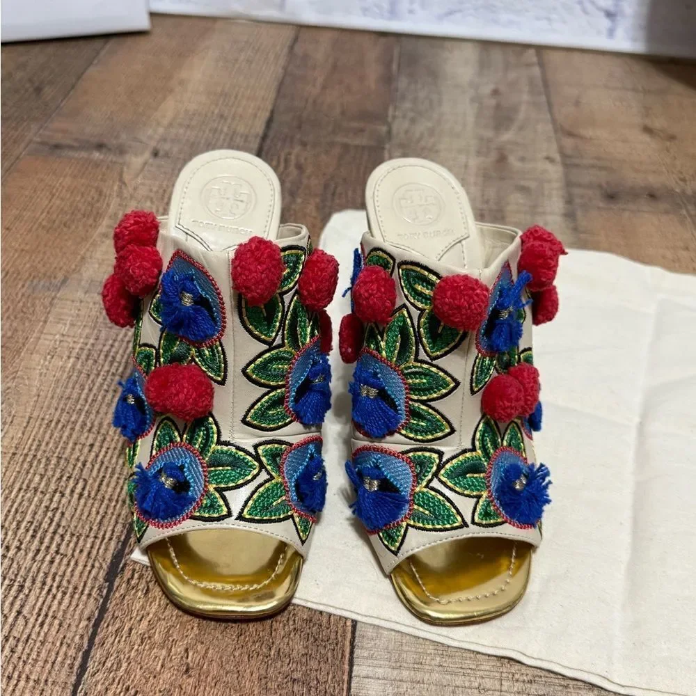 Tory Burch Ellis Embroidered Mules